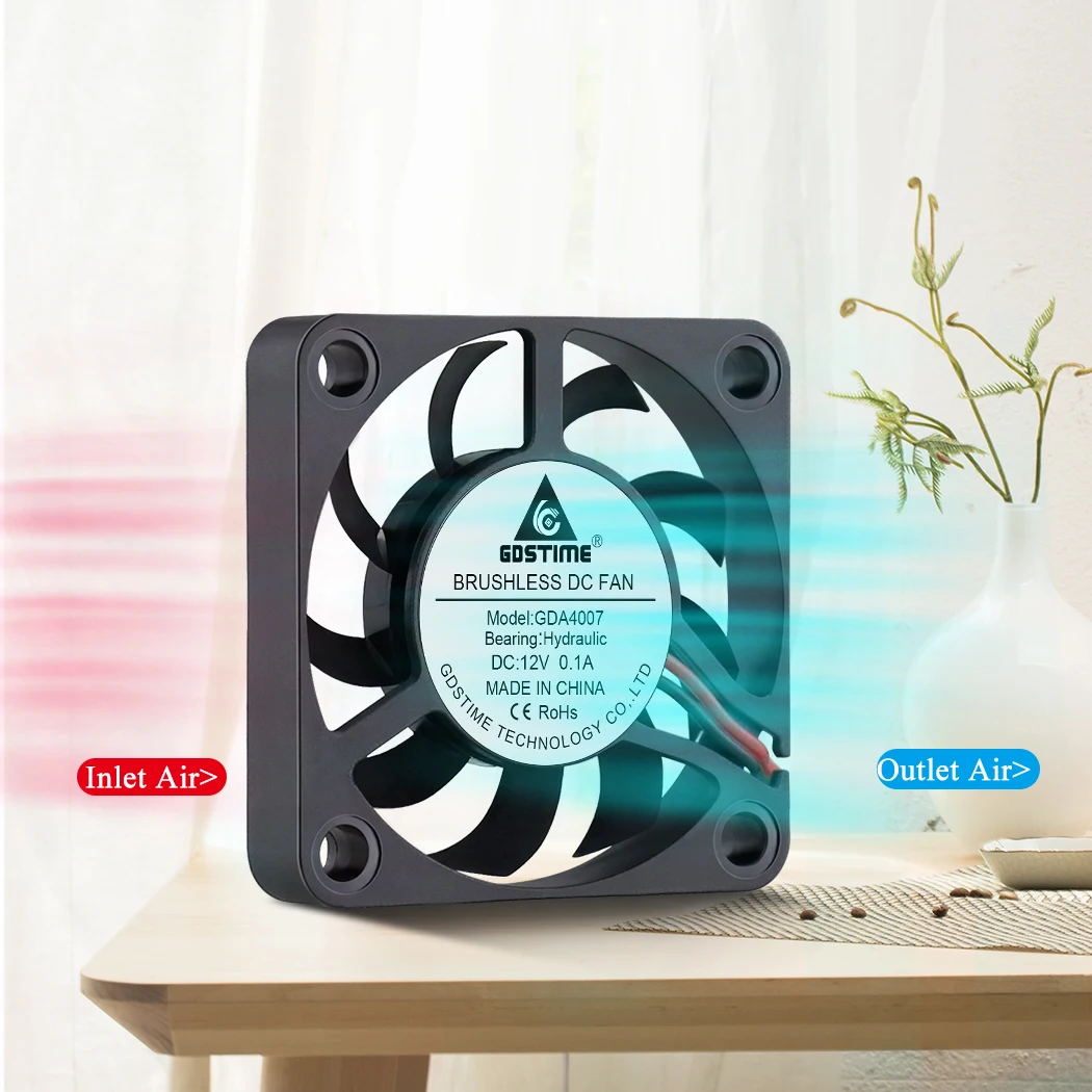 2 قطعة GDSTIME 4 سنتيمتر 40 مللي متر x 40 مللي متر x 7 مللي متر DC 12V 40x7 مللي متر فرش برودة 40 مللي متر x 7 مللي متر البسيطة التبريد محوري مروحة 40x40 مللي متر 4007