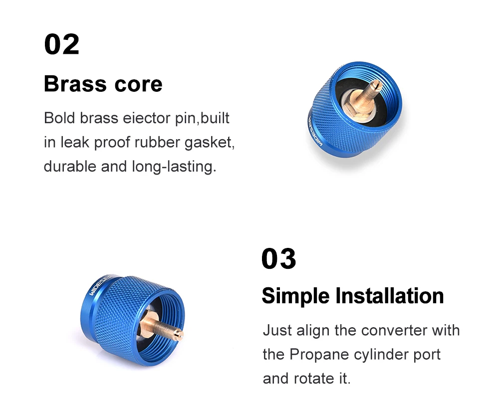 Outdoor-Camping-Propan-Tank-Adapter, Aluminium, integrierte auslaufsichere Gummidichtung, langlebiges, rutschfestes Design, unverzichtbare Outdoor-Produkte – Detail 5