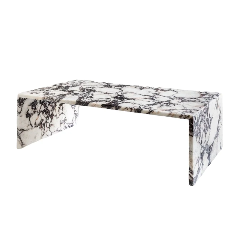 Customized High Quality Home Decor Rectangle Sofa Bed Side Table Luxury Calacatta Violet Square Marble Coffee Table