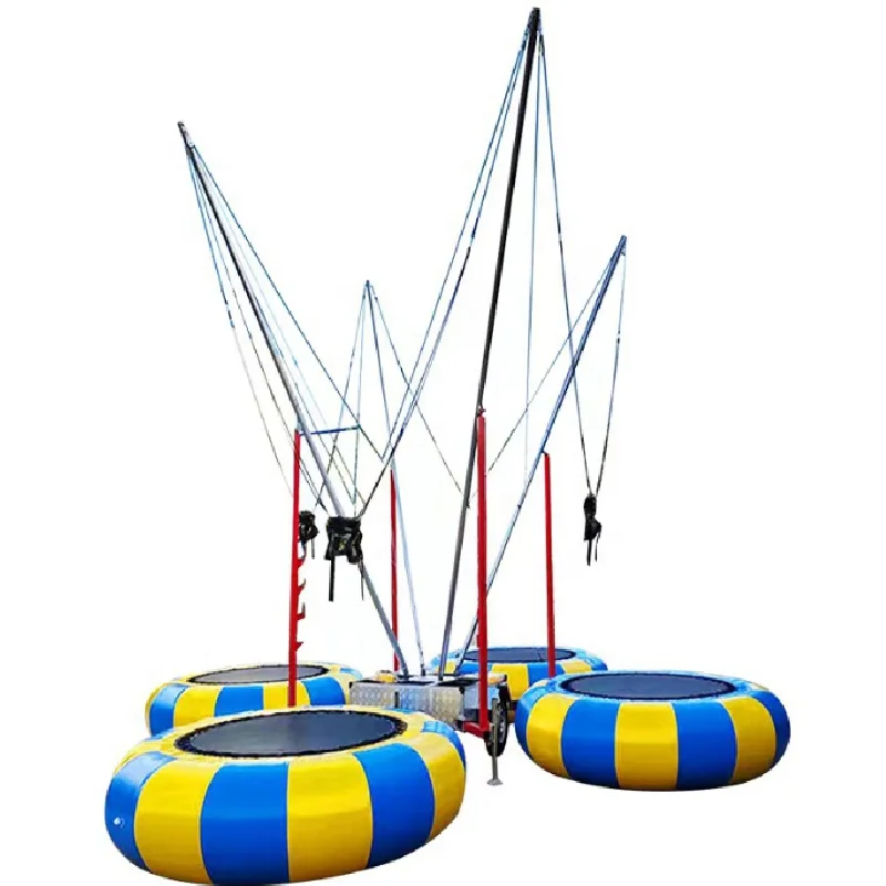 2024 Factory Hot Sale Four Way Bungee Jumping Trampoline With Trailer Bungee Jumping For Four People