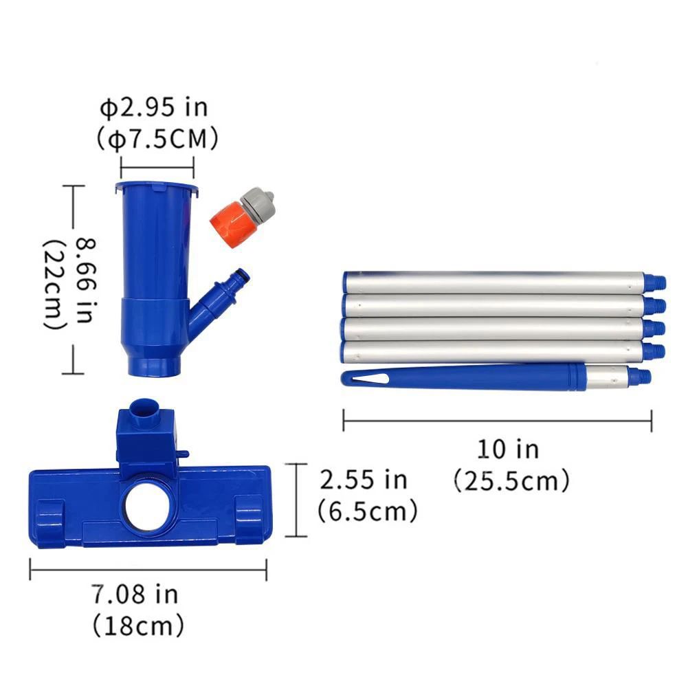 Professional Pool Cleaning Brush Sets with Handle Disinfection Suction Head Cleaner Pool Vacuum Cleaning Kit for Swimming Pools