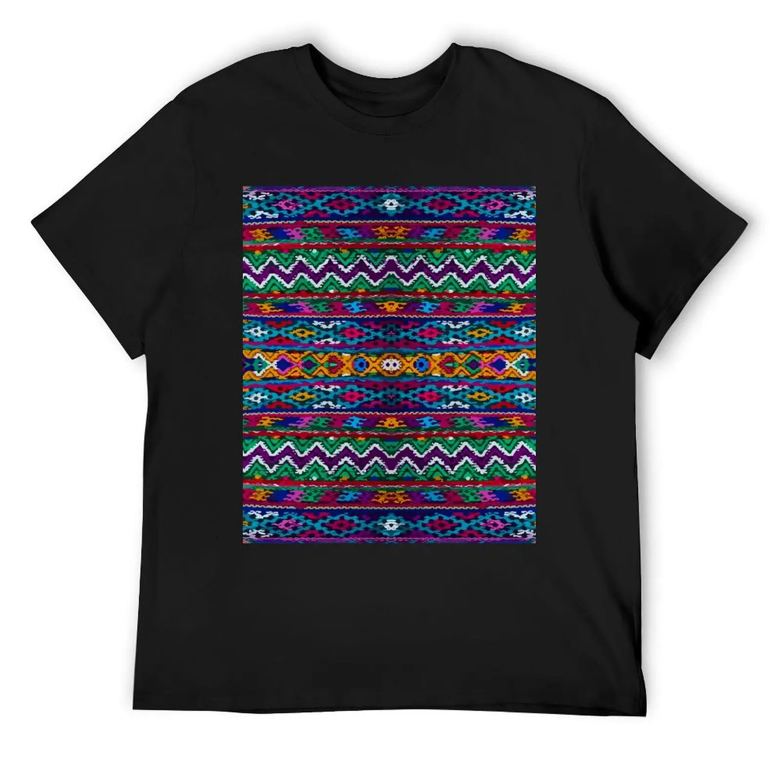 Colorful rebozo embroidery maximalist decor multicolor stripes vibrant boho chic decor T-Shirt Blouse mens t shirt