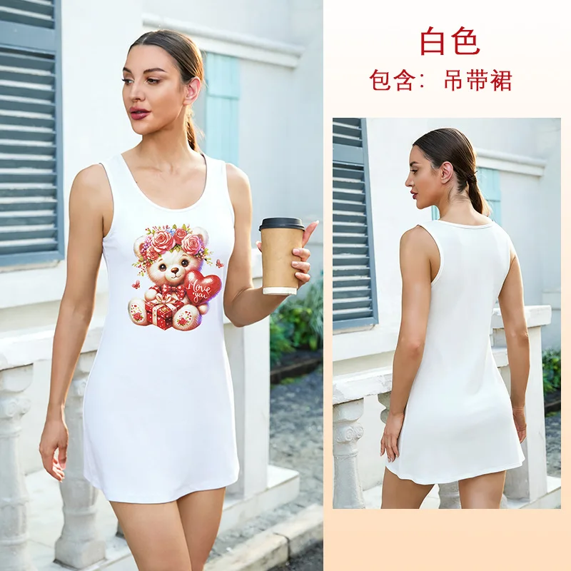 여성용 밀크 실크 조끼형 잠옷, 다양한 패턴으로 피부에 친화적인 실키 홈웨어에 인쇄 가능