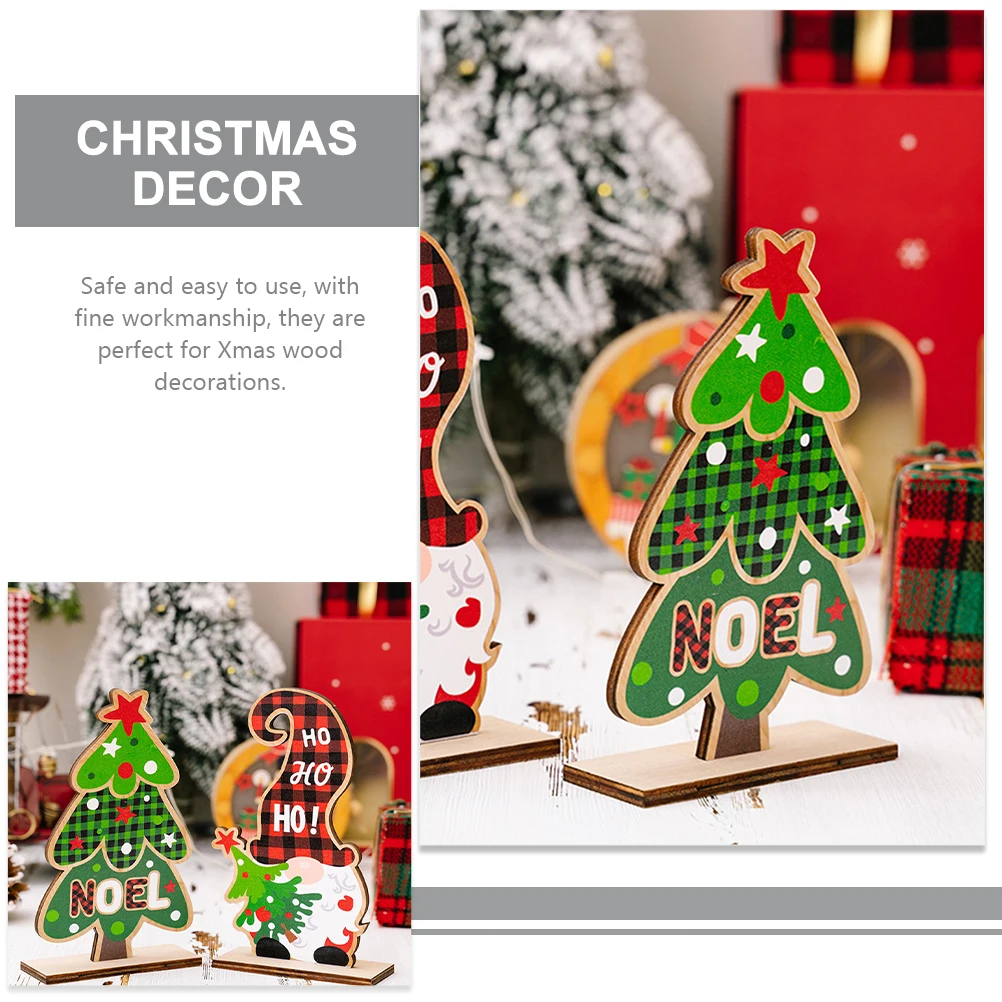 

4Pcs Wooden Dwarf Ornaments Christmas Themed Decor for Home Festival Scene Tabletop Craft Xmas Decoration Gift