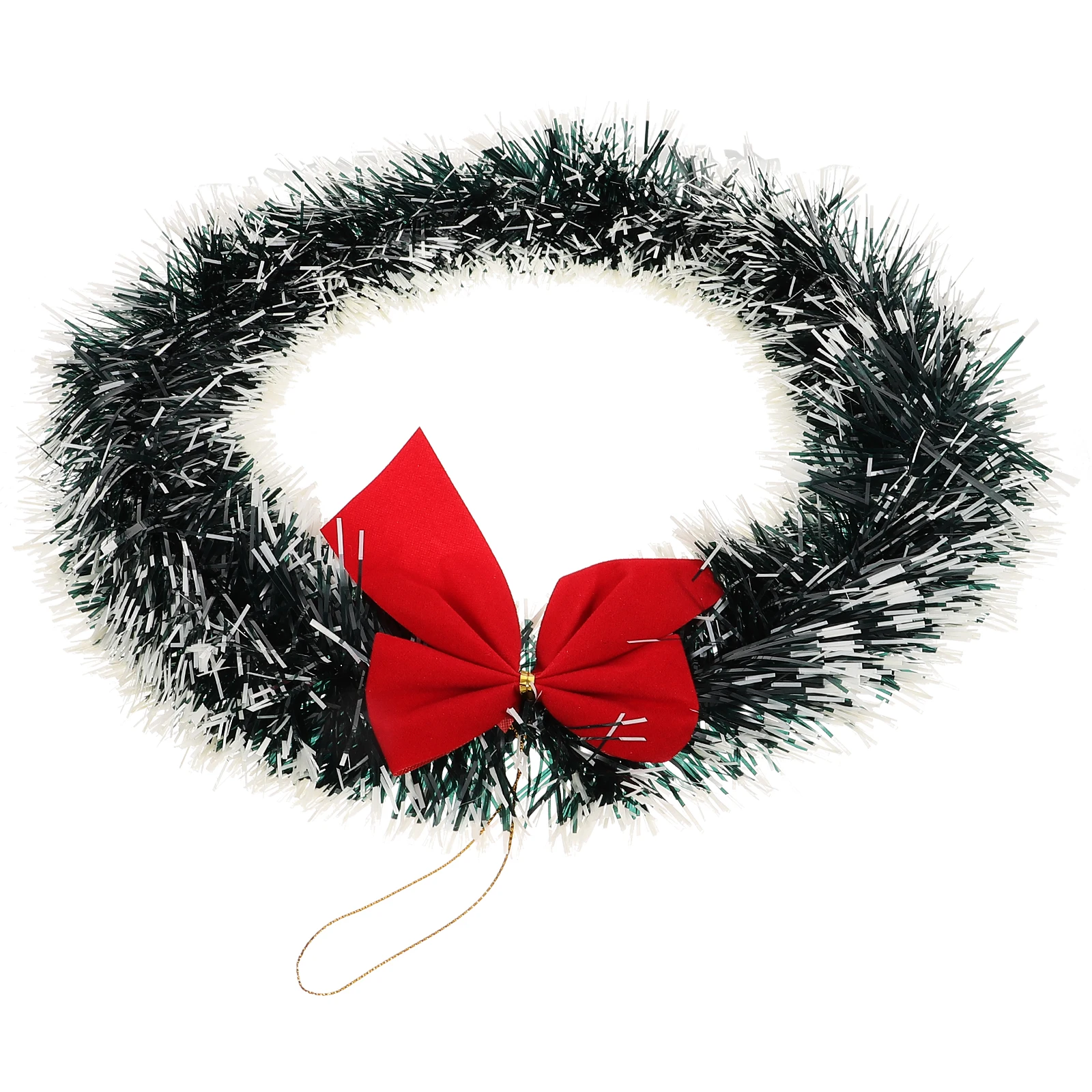 

Elegant Christmas Wreath with Red Bow Natural-Look Garland for Front Door Porch Window Home Bar Club New Year Celebration Decor