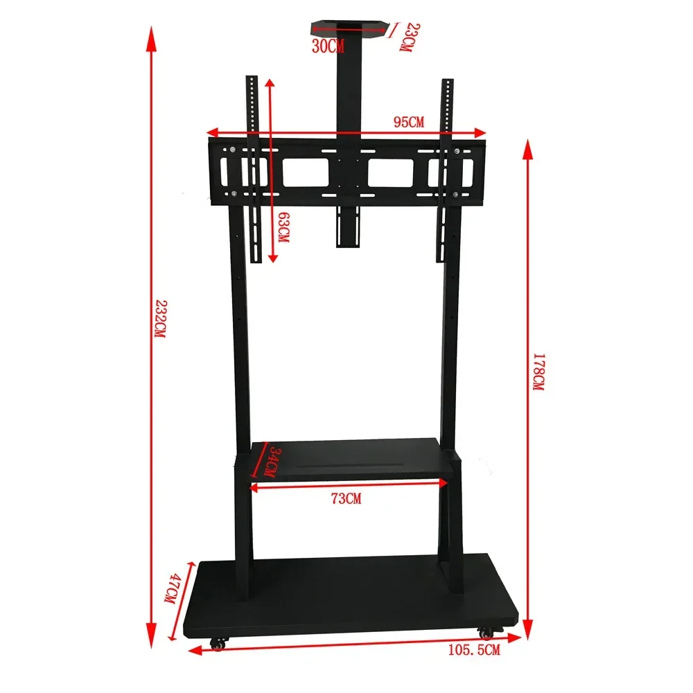 wspólny uniwersalny mobilny wózek telewizyjny do biura i szkoły do ruchomego stojaka telewizyjnego o dużym rozmiarze 42–100 cali