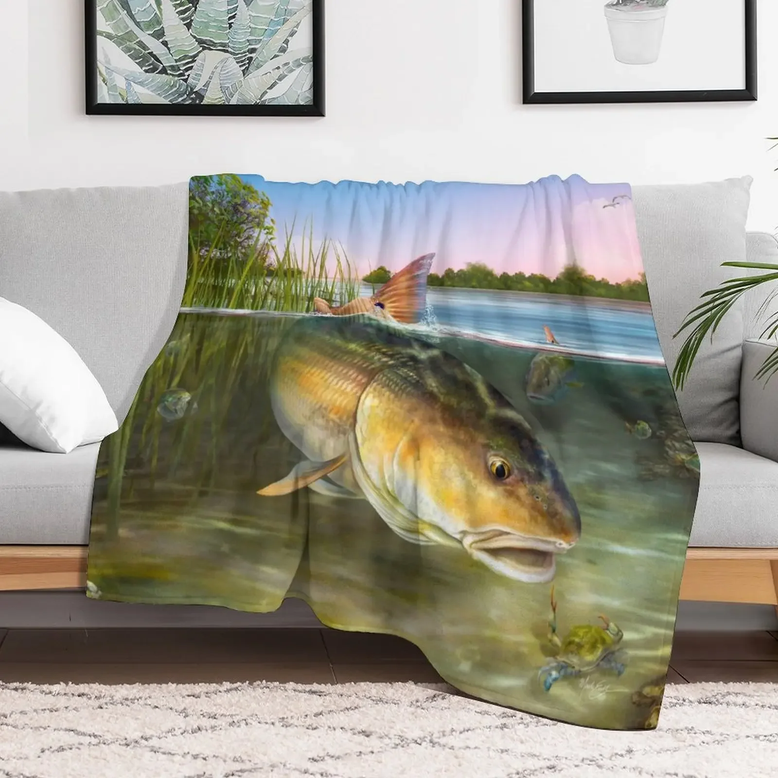 

Redfish in the Reeds Throw Blanket Heavy Bed linens Blankets For Baby Blankets