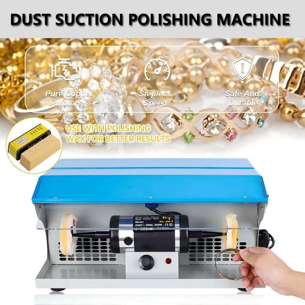 DM-5 Polishing Buffing Machine with Dust Collector Bench Multi-Use Heavy Duty Power Tool 8000RPM Jewelry Polisher