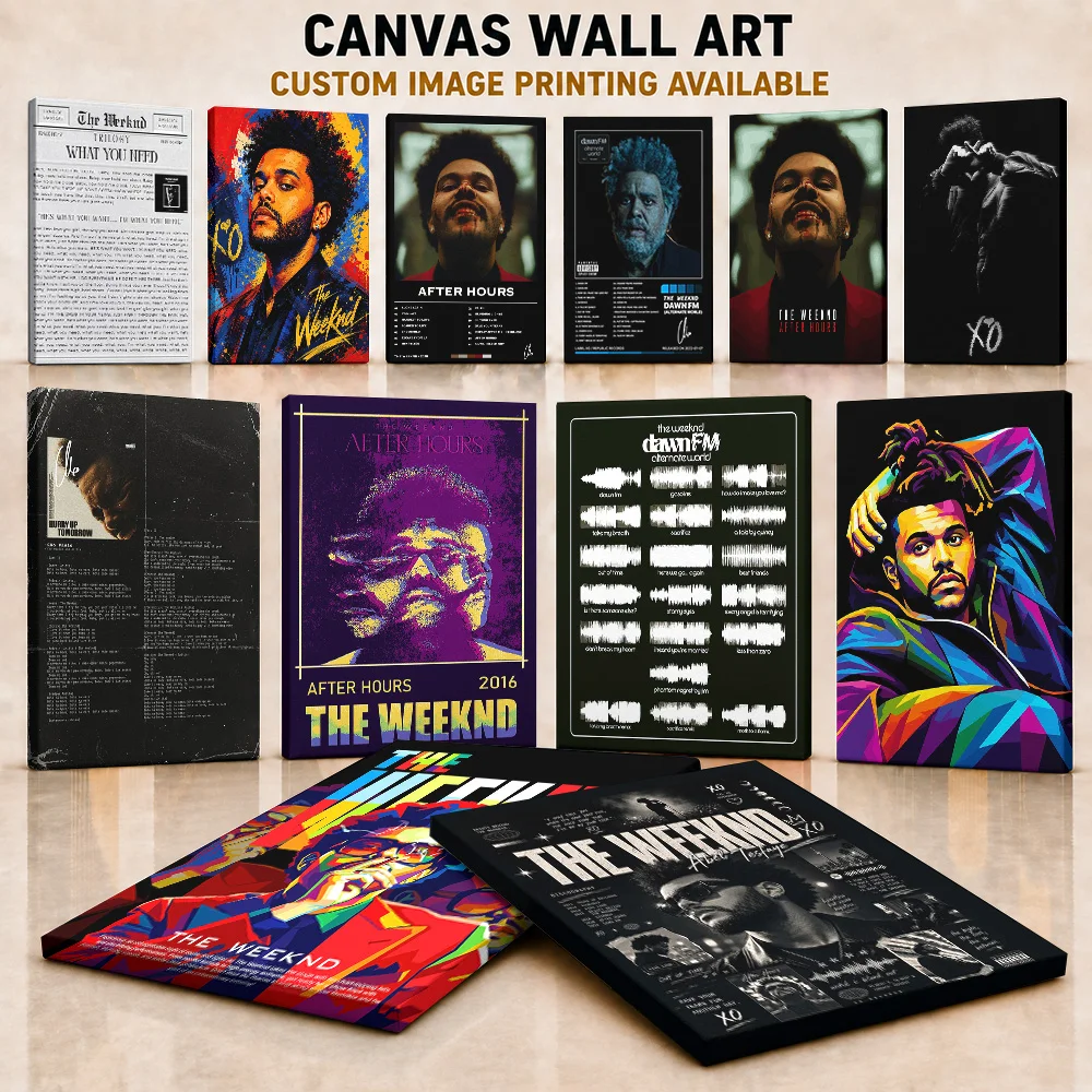 The Weeknd Framed Canvas Poster Personalized Photo Featuring Modern Pop Icon Portrait Style Wall Art For Bedroom Singer Fan Gift
