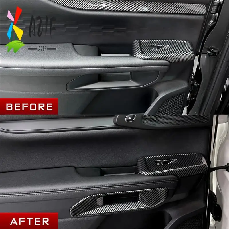 

A21F-4PCS ABS Interior Decorative Interior Door Handle Door Armrest Panel Cover Trim For Ford Ranger Everest 2023