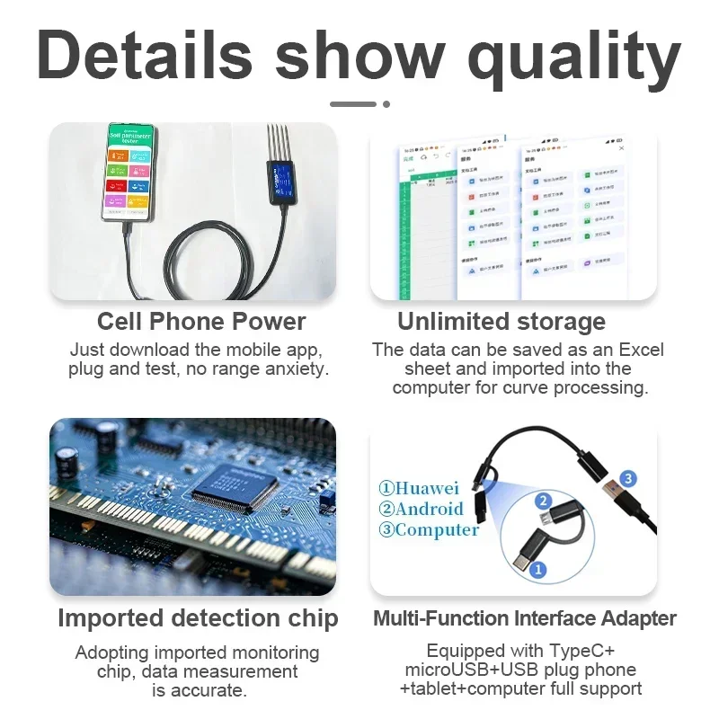 

In Stock Manufacturer 8 in1 Type-c moisture temperature soil humility ph sensor