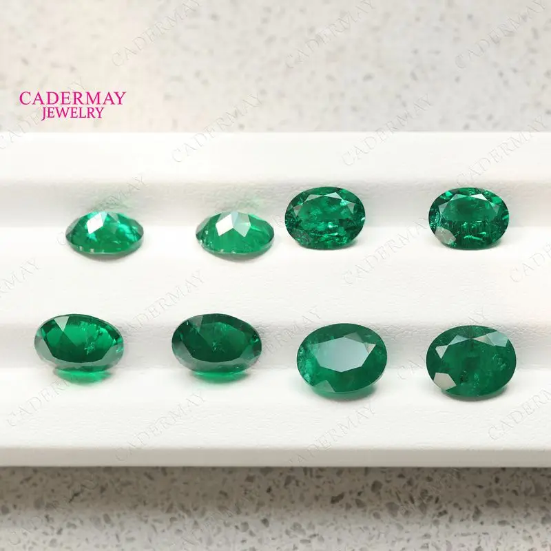 Muzuo الأخضر مختبر نمت أحجار كريمة من الزمرد 2x4 مللي متر-12x16 مللي متر البيضاوي قطع الطبيعية الزمرد الحرارية المائية Inculsions لمجوهرات الزمرد