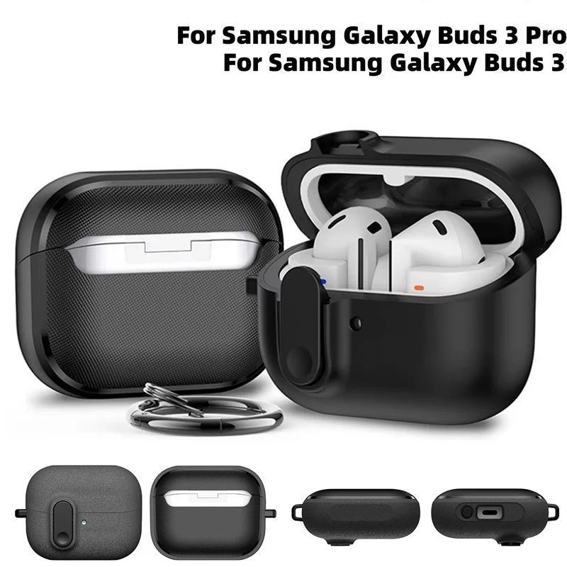 Security Lock Case For Samsung Galaxy Buds 3 Protective Case Shockproof Earphone Cover For Samsung Buds 3 Pro Case With Lanyard