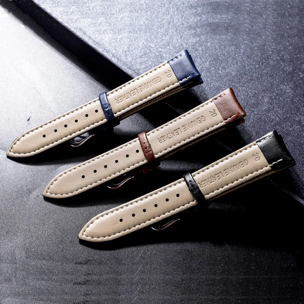 Plain Weave Leather Watch Strap with Needle Pattern for Men and Women 8 Color Available 16mm 18mm 20mm 22mm