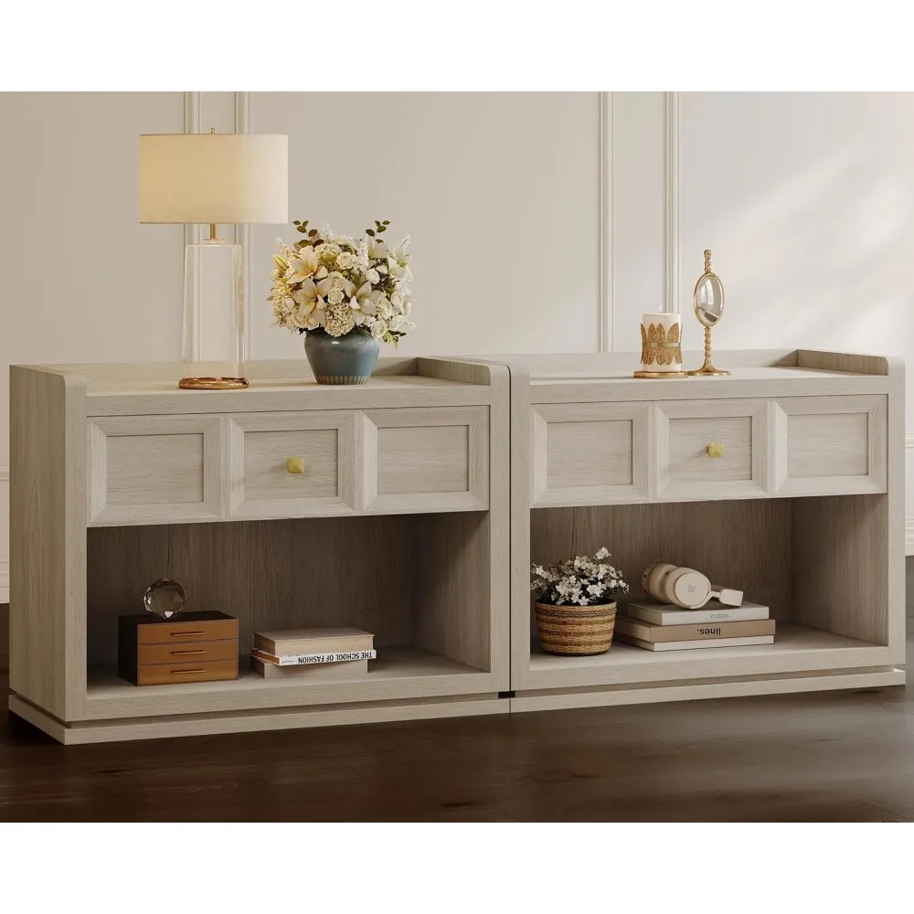 

31" Wide Nightstands Set of 2, Large Night Stands with Drawer, Oversized King Size Nightstand Bedside Table for Bedroom, Farmho