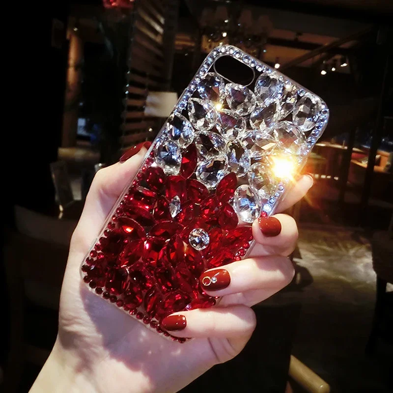 Rhinestone Cases for iPhone 16 16e 15 14 13 12 11 8 7 Pro Max Plus mini X XS XR SE 2020 2022 Case Diamond Phone Cover Sunjolly