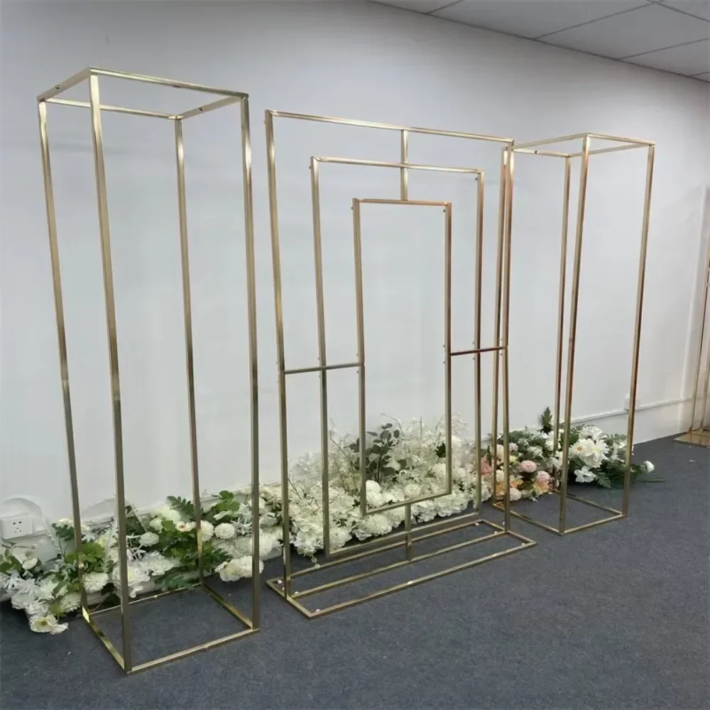 Iron square background decorative prop set, gold stage frame decorative wedding background frame