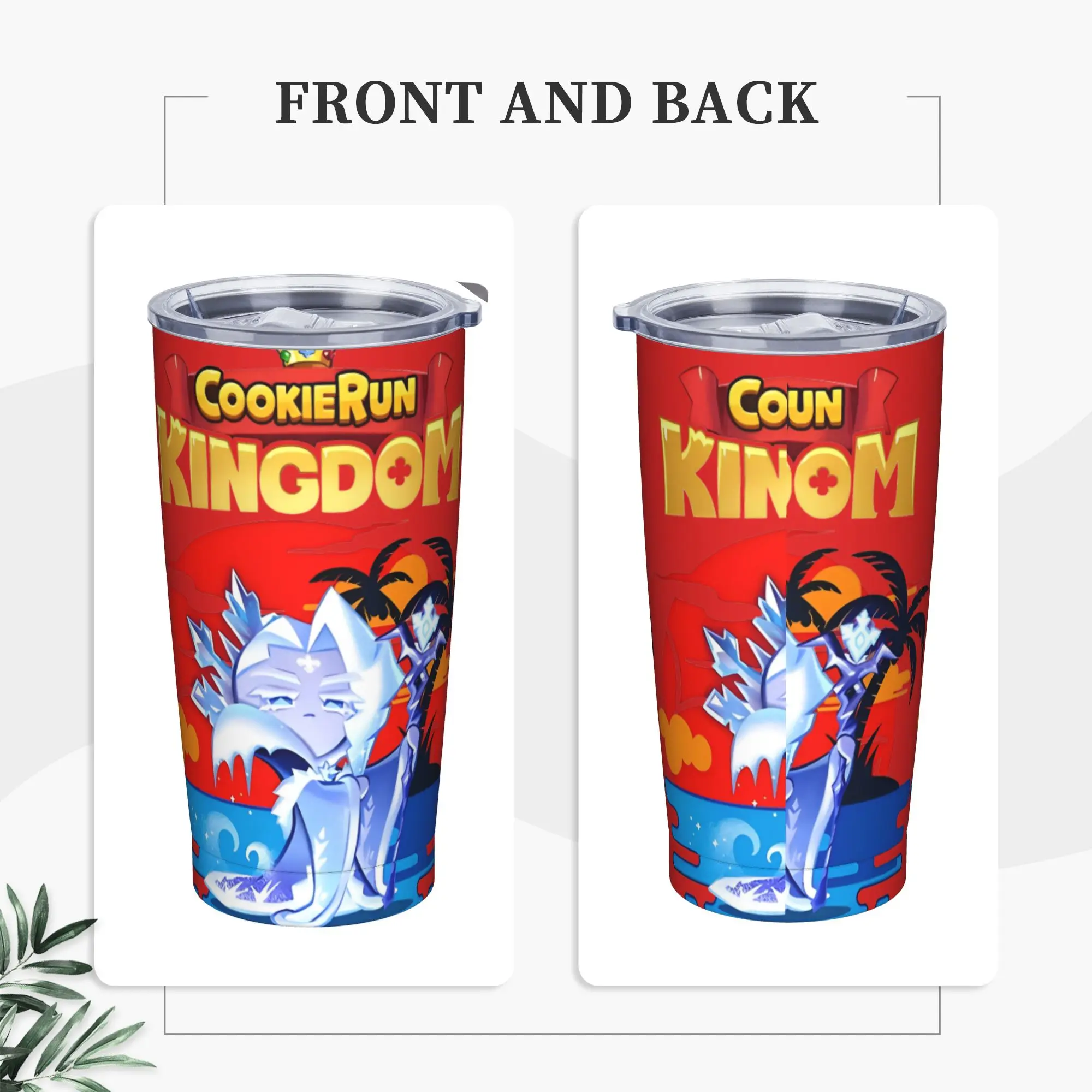 Summer Cookie Frost Queen Tumbler Vacuum Insulated Cookie Run Kingdom Coffee Cups Vacuum Flask Smoothie Tea Mug Spill Proof 20oz