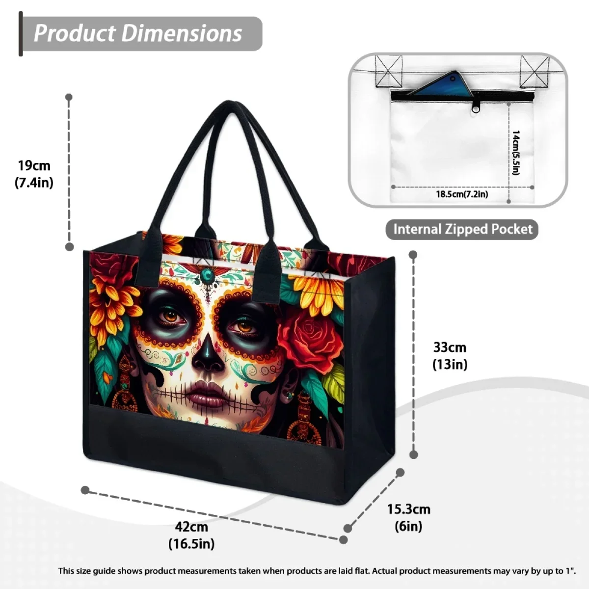 Halloween Cadeau Eng Schedel Meisje Gothic Design Canvas Tas Met Grote Capaciteit Handvat Elegante Dames Schouderbakken Vrouwelijke Handtassen Nieuw