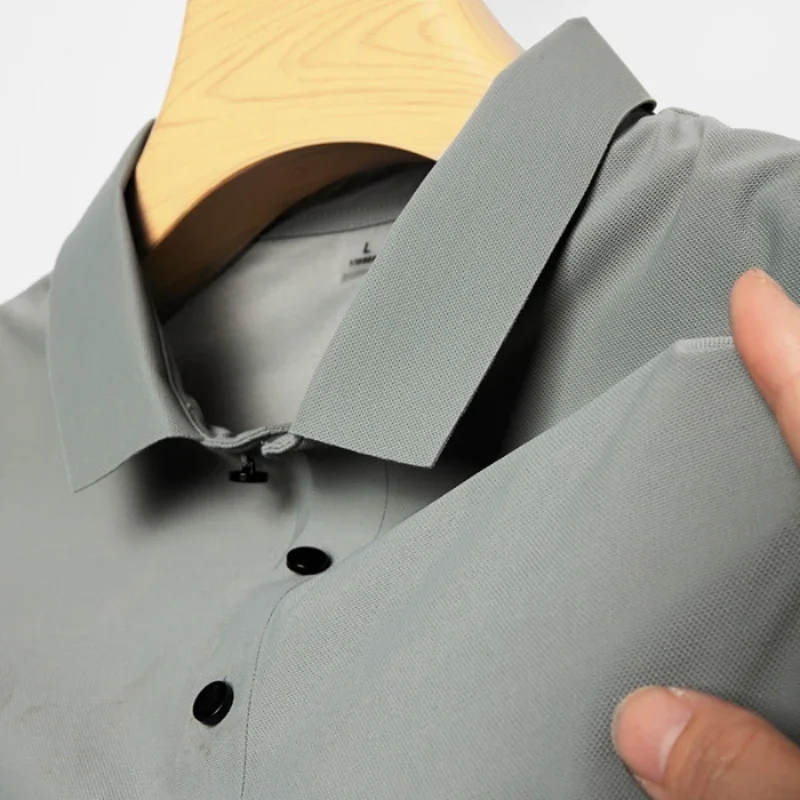 10 Color Men\'s Thin Polo Shirt Summer New Ice Silk Popular Business Casual Breathable Lapel Polo Shirt for Man Brand Clothing