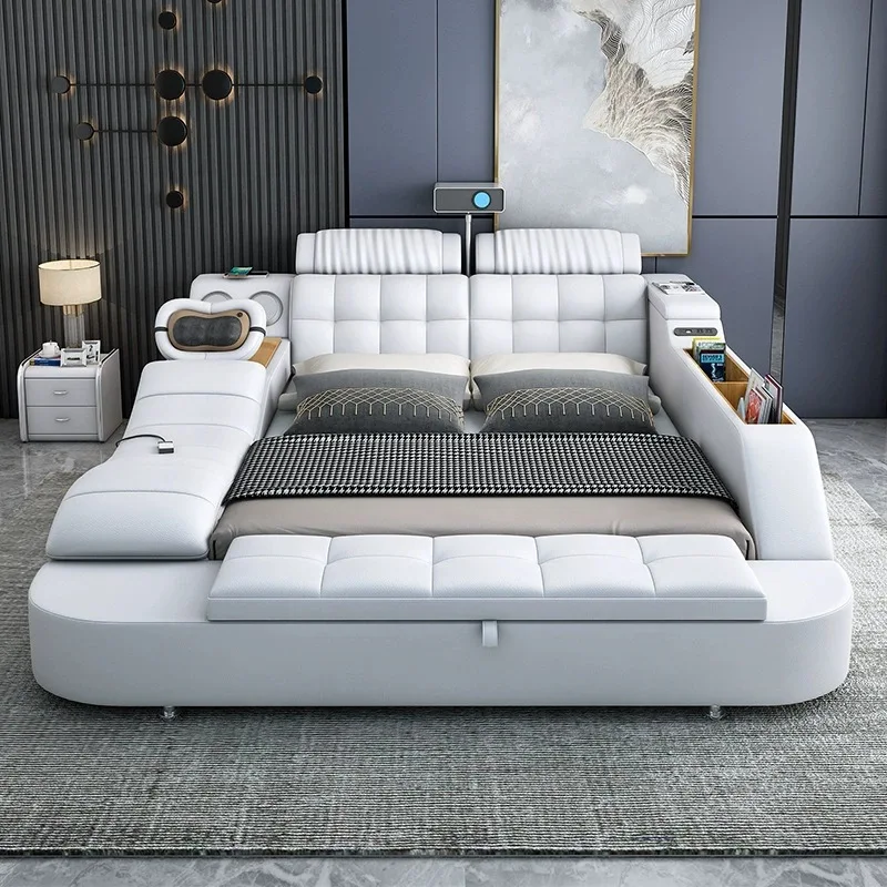 1.8m bedroom furniture, modern minimalist soft wedding bed, double bed, 1.5m direct supply