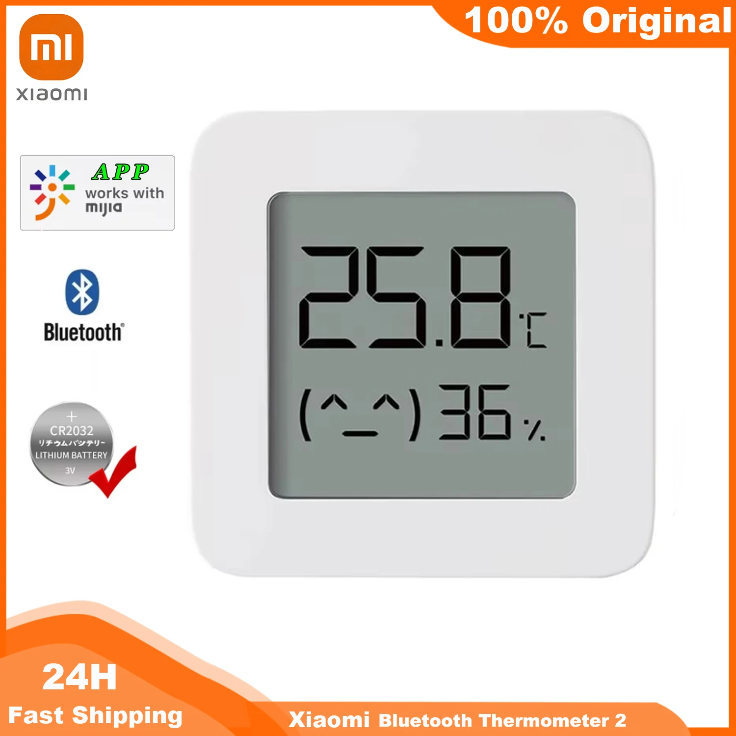 XIAOMI Mijia Bluetooth Thermometer 2 Wireless Smart Electric Digital Hygrometer Thermometer Work with Mijia APP With Battery