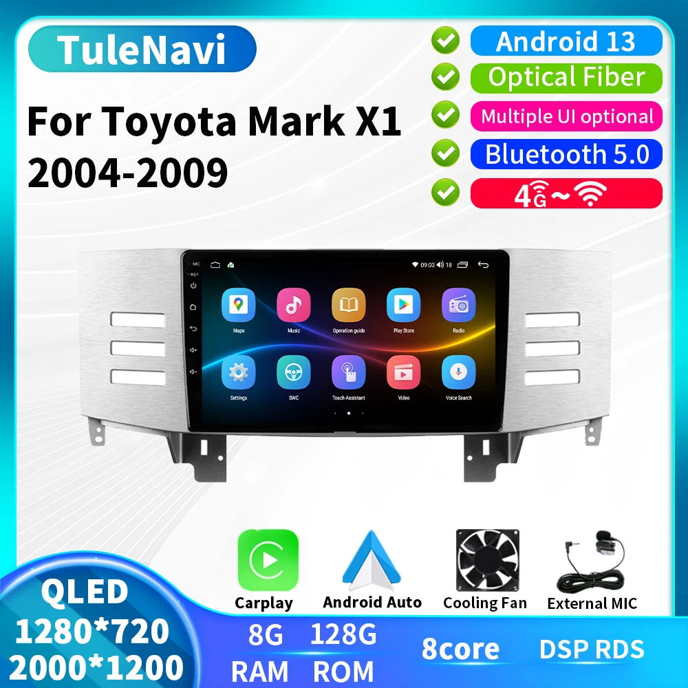 

Tule Car Radio For Toyota Mark X 1 Reiz X120 2004 - 2009 GPS Stereo Smart System 2K Screen Multimedia Android Auto Carplay