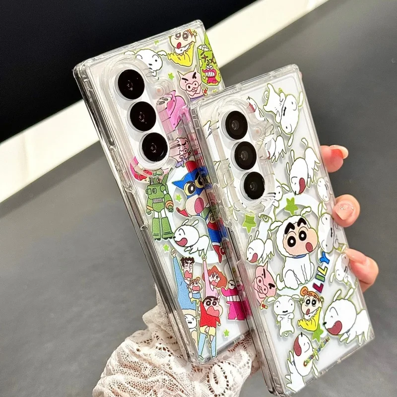 เคสชาร์จไร้สายแม่เหล็ก Magsafe ลายการ์ตูนญี่ปุ่นน่ารัก ชินจัง โนฮาระ ชิโร่ สำหรับ Samsung ZFold 3 4 5 6 7