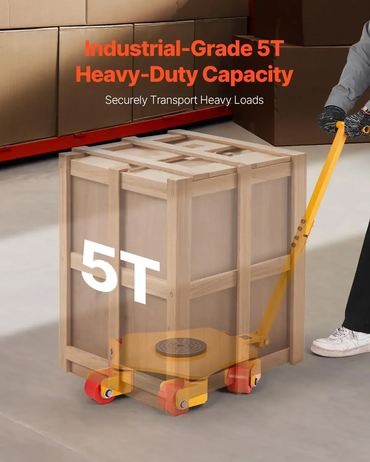 Machine Skate, 8800 lbs Machinery Moving Skate, Machinery Mover Skate with 360° Rotation Cap and PU Swivel Rollers, Heavy Duty I