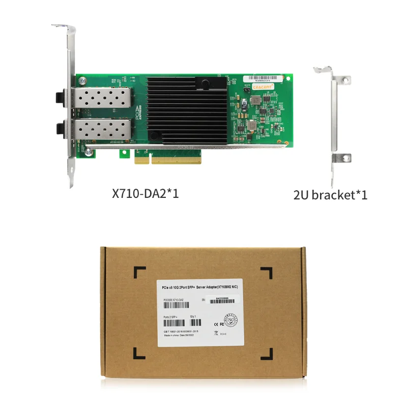 

X710-DA2 Набор микросхем Intel X710BM2 10G 2-портовый Ethernet-адаптер SFP+ PCIe3.0 x8