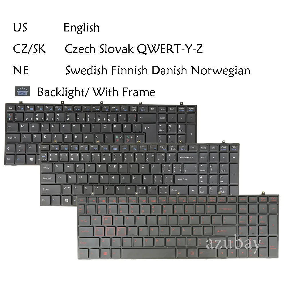 Laptop Keyboard For Clevo W350STQ W355SDQ W355SS W355SSQ W355STQ W370STQ W670RNQ W670RNQ1 Backlit US Nordic FI NW Czech Slovak