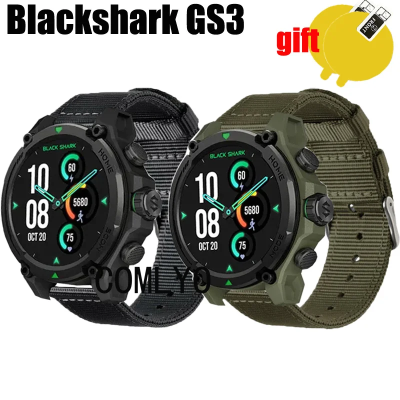 3in1 Wristband for Blackshark GS3 Smart watch Strap Band Nylon Canva Belt Screen Protector film