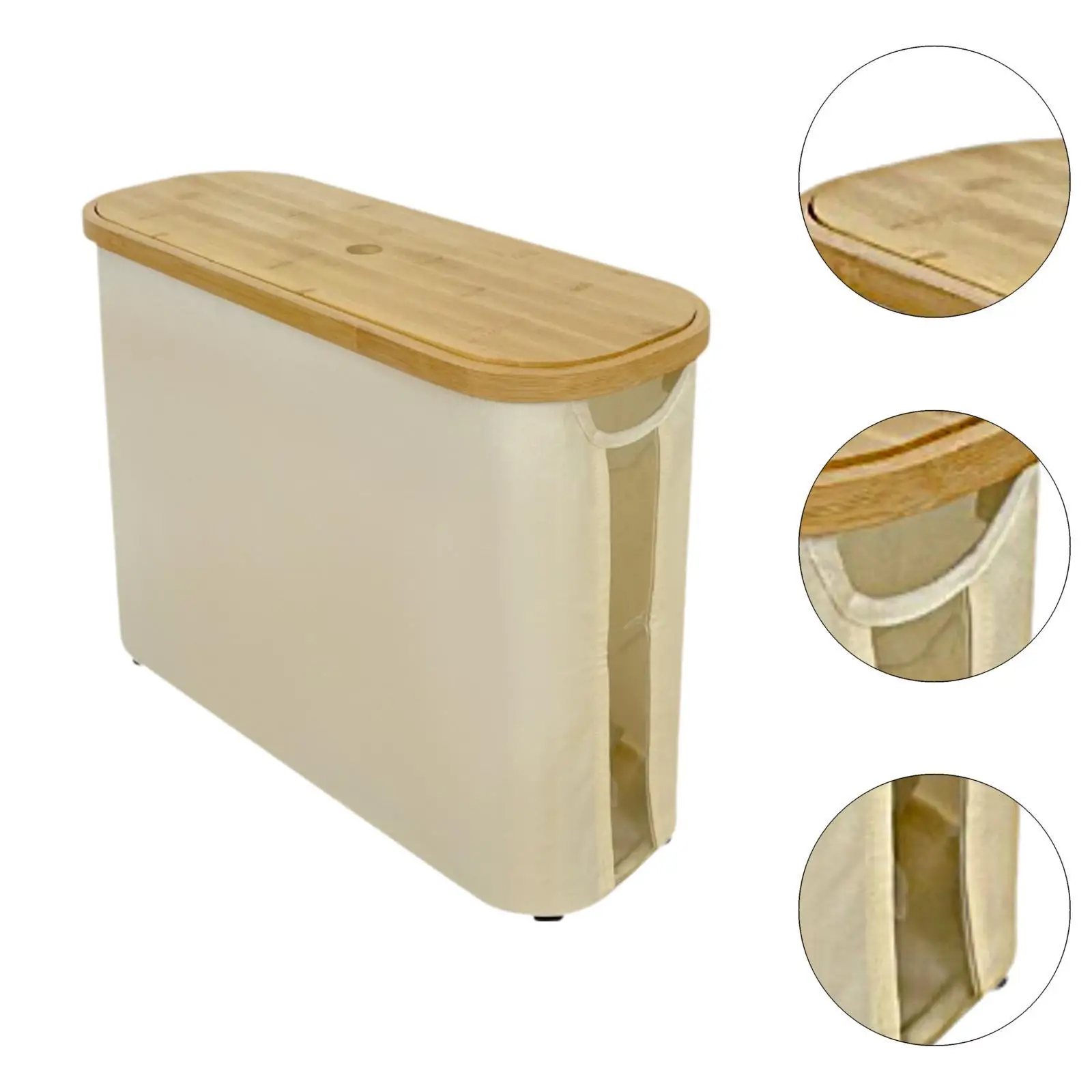 Sanitary Paper Storage Basket with Bamboo Lid with Handle Tissue Roll Storage Basket Toilet Paper Holder Bathroom Organizer