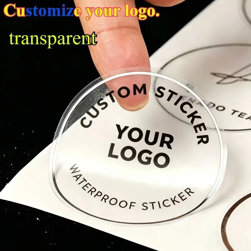 Custom Round Stickers, 3cm Clear Self Adhesive Labels, Personalized Logo Photo for Coffee Cup, Business Wedding Holiday Gift Tag