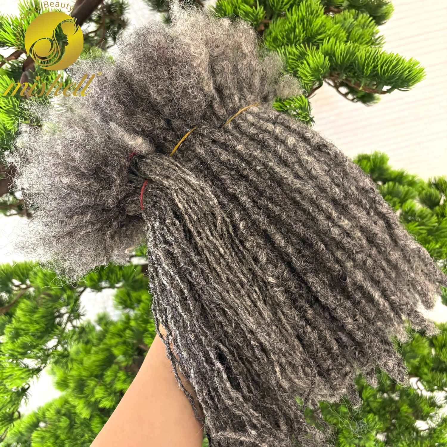 6-18inch Gray Dreadlock Extensions Human Hair 0.1 0.2 0.6cm Full Handmade Inter Loc Extensions for Men Women Can Be Bleached