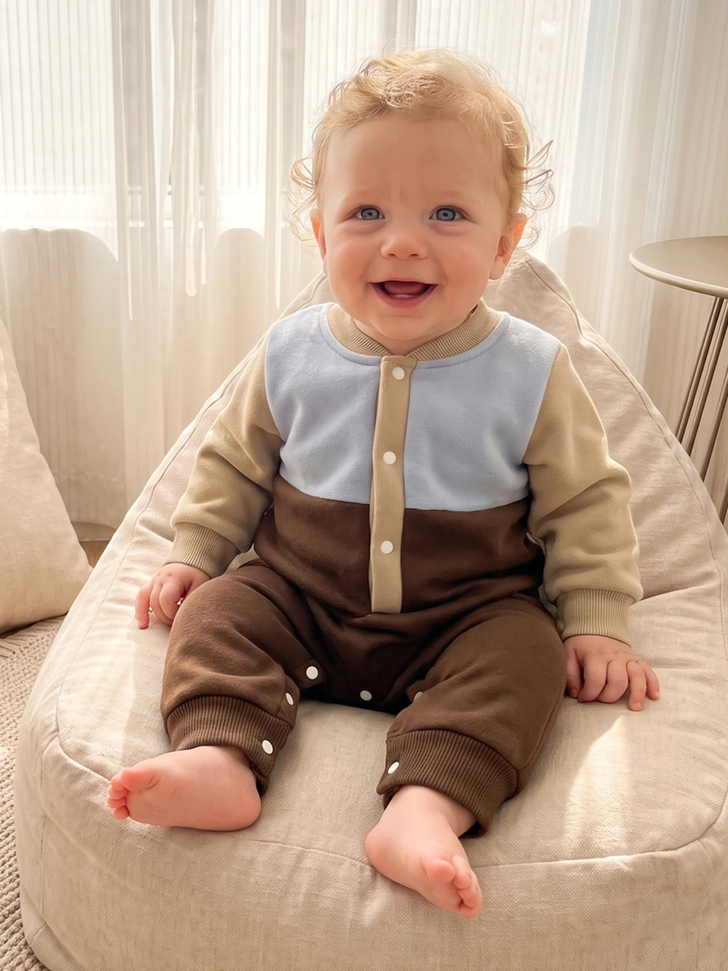 Sleeve Color Newborn Footless Color Newborn Footless Newborn-Footless Long-Sleeve Contrast Color Baby Jumpsuit Casual
