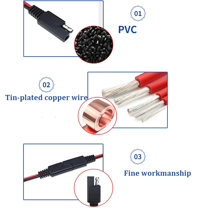 لتقوم بها بنفسك SAE قوة السيارات تمديد كابل 18AWG 10 سنتيمتر البطارية الشمسية التوصيل سلك SAE موصل كابل