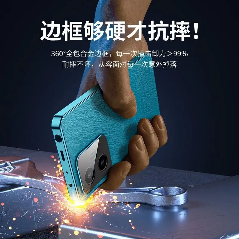 Redmi Turbo3 Xiaomi POCO F6 360 용 케이스 Redmi Turbo3 POCO F6 양면 보호용 전체 강화 유리 가죽 커버