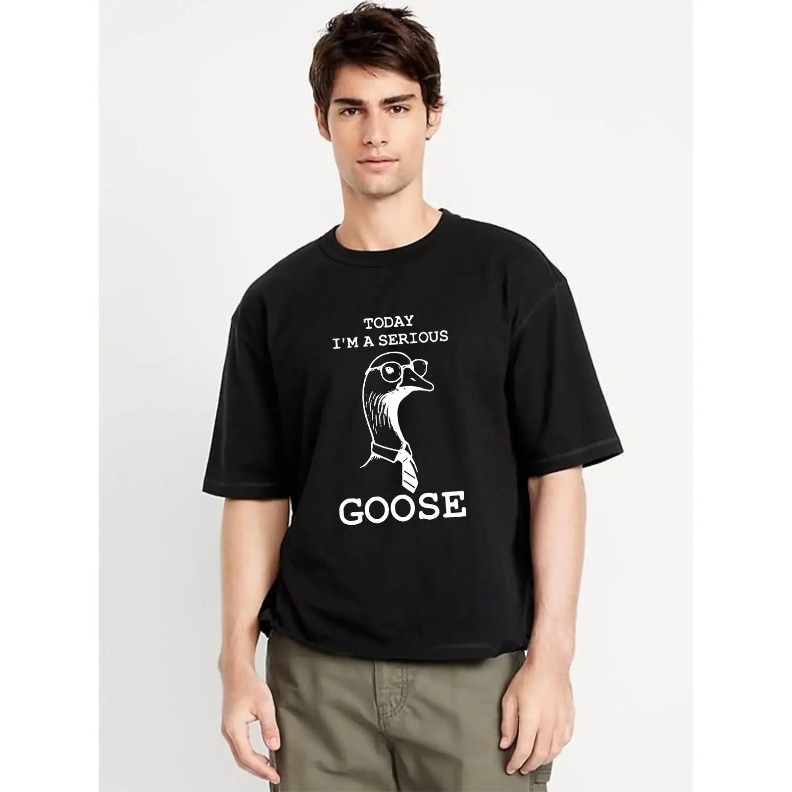 Today I'm a Serious Goose T Shirt Funny Silly Corporate Humour Joke Cotton Top XL vintage Washed Top For Everyday Wear