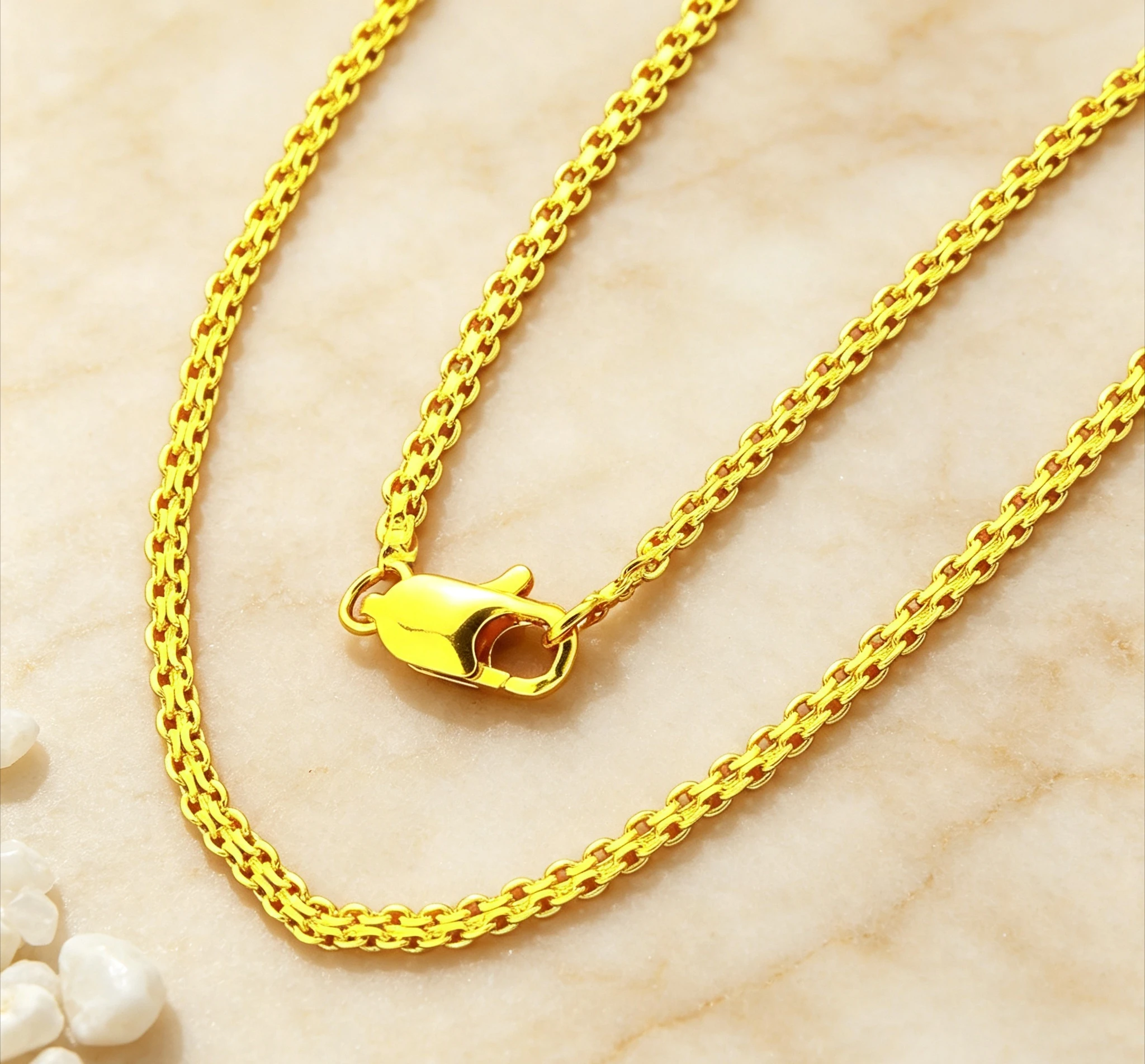 -Row Women's Fashion Necklace 45cm 60cm 24K Gold AU999 - 24K/AU999 pure gold, trendy double-row Giving gifts for friends