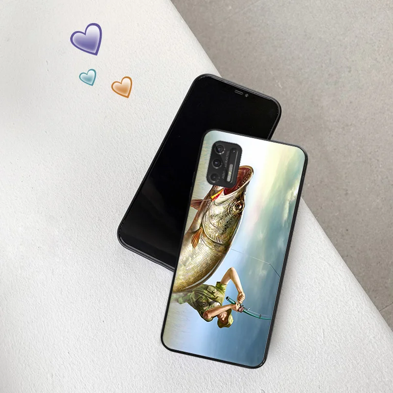 Soft Phone Cases For Motorola G53 G73 G9 G50 G51 G60 G71 G22 G32 G52 G72 Edge40 20 30 River Carp Fishing Art Black Matte Cover