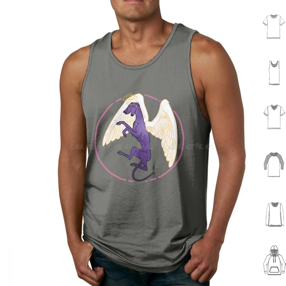 Angel Sighthound Tank Tops Print Cotton Dog Whippet Greyhound Horror Purple Tail Sighthound Puppy