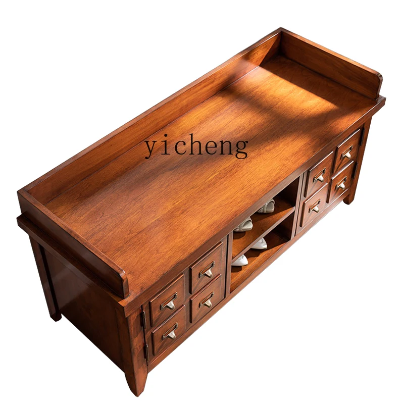 Zc Solid Wood Entrance Household Hallway Storage Storage Hanger Clothes Assembled Cabinet Bed End Stool