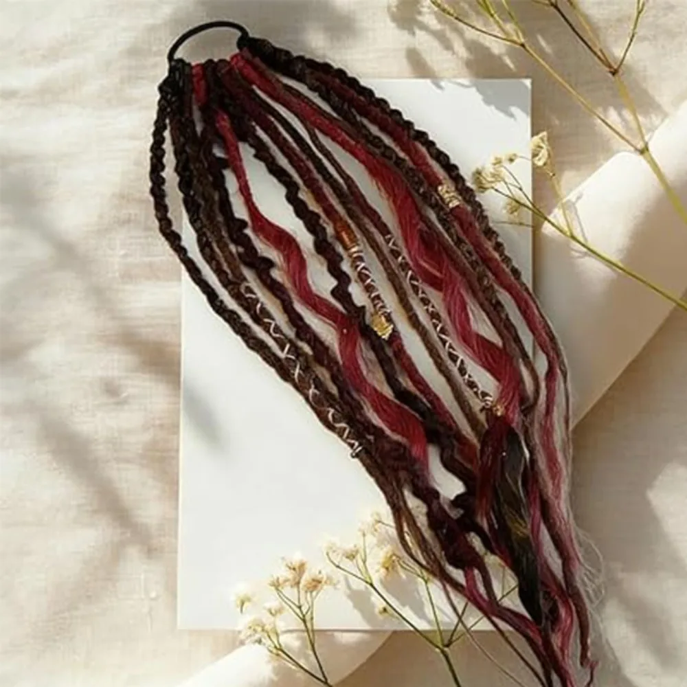 

New Elastic Dread Ponytail DIY Boho Braided Ponytail Extension with Hair Tie Hair Accessories