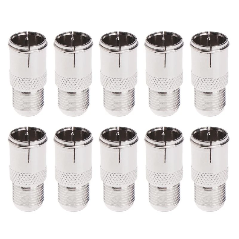10 pcs ajuste rápido f conector conector masculino adaptador femenino: empuje en RF coaxial
