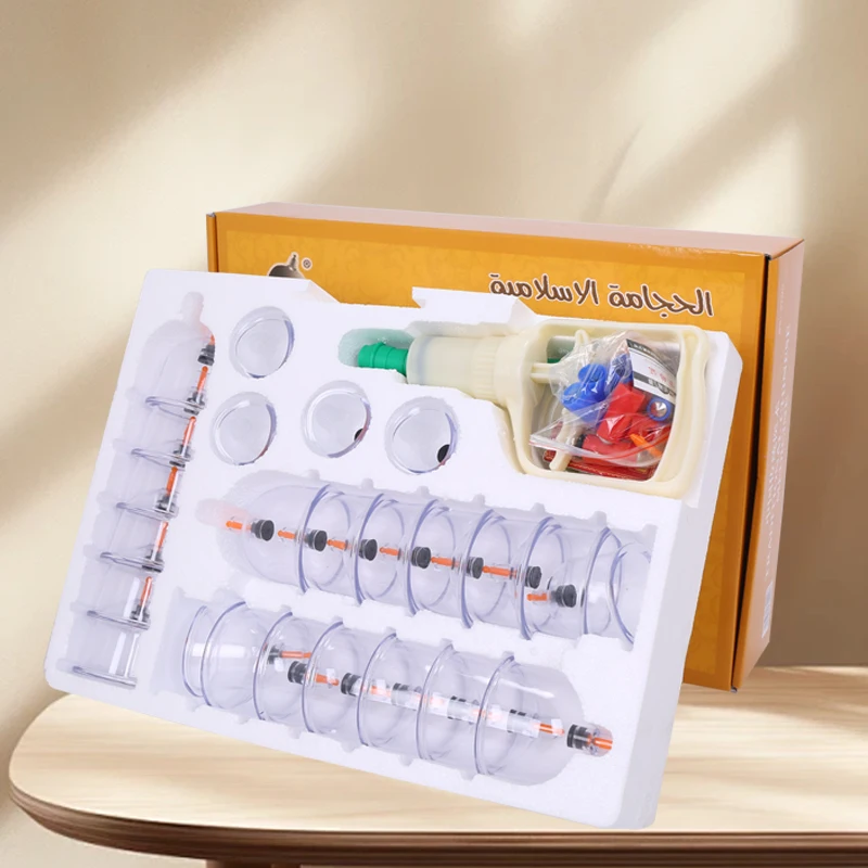 24 pcs Vacuum Cupping Body Massager Suction Cups Jar Set Plastic Vacuum Suction Cupping Set Cans for Shoulder Body Massage Care