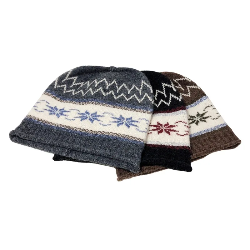 قبعة متماسكة مكتنزة كبيرة الحجم قابلة للطي قبعة شتوية للنساء قبعة سميكة لينة حك الدفء خمر هدية عيد الميلاد العصرية #5