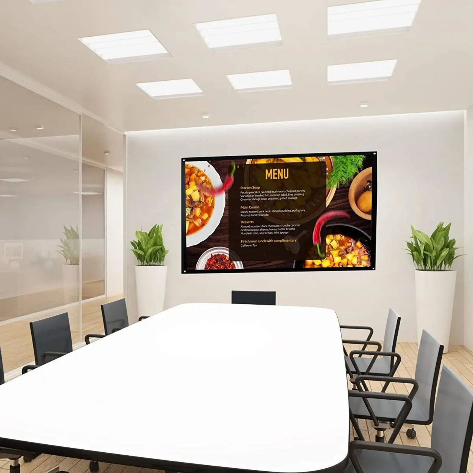 16:9 Projector Screen 100 Inch Projector Screen 16:9 Foldable Wrinkle Resistant  Holes HD Projector Screen for Outdoor