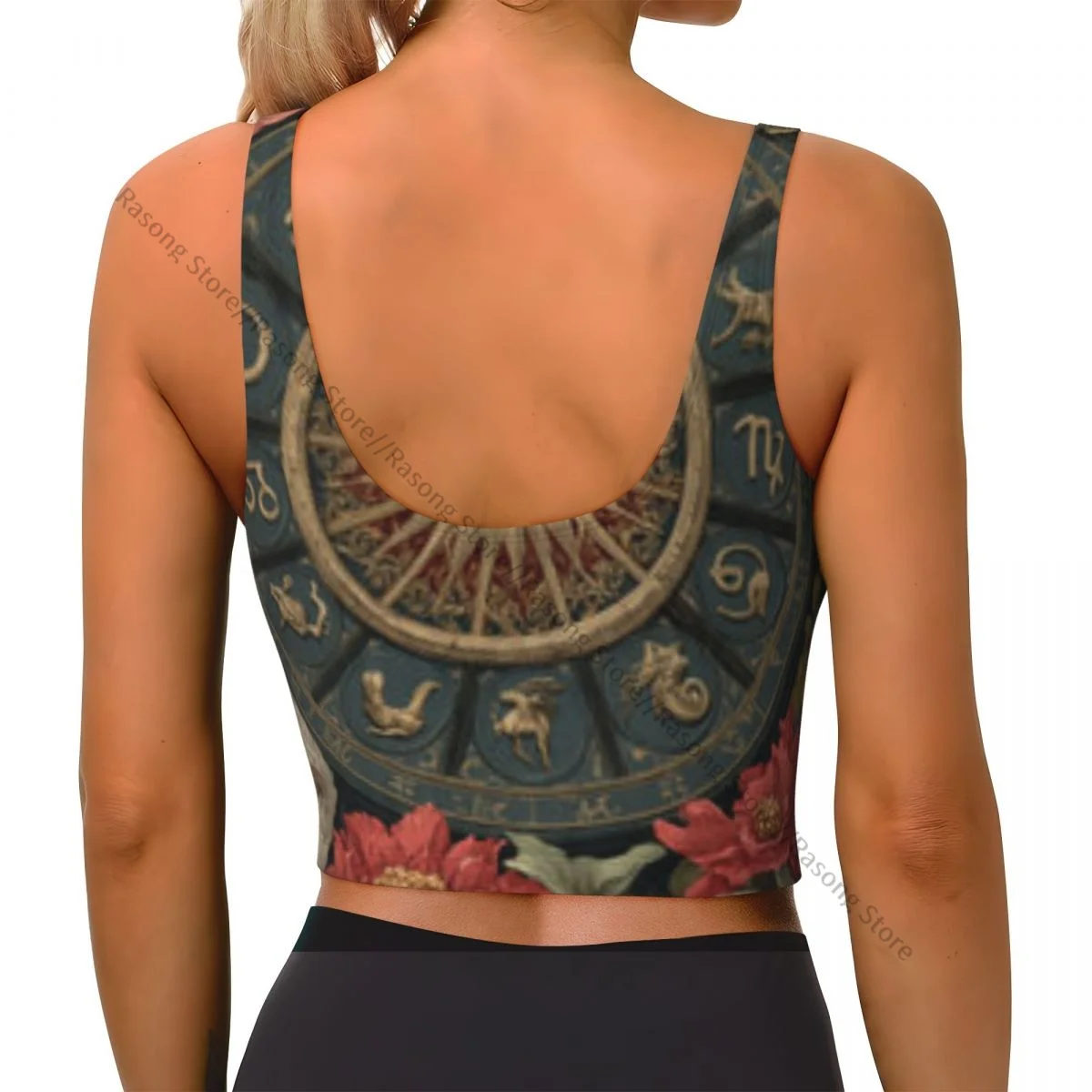 Women Sexy Sports Vest Astrological Chart With Zodiac Wheel Female Streetwear Sport Lingerie Tee Crop Top