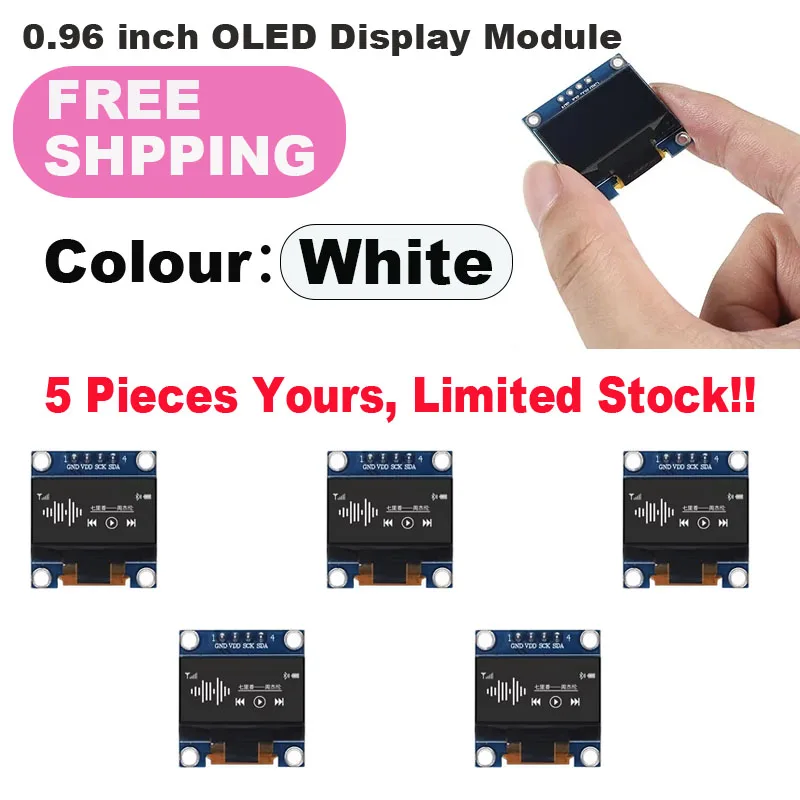 1-10PCS 0.96 인치 OLED 디스플레이 모듈 I2C IIC SPI 직렬 128X64 SSD1315 LCD 3.3-5V 4 핀 Arduino 용 흰색/파란색/노란색 파란색
